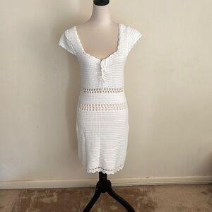 American Eagle White Crochet Knit Dress